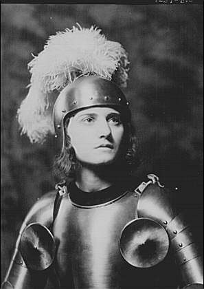 Photo:Lucia Gario 1935 Portrait Woman in Armor Feathered Helmet