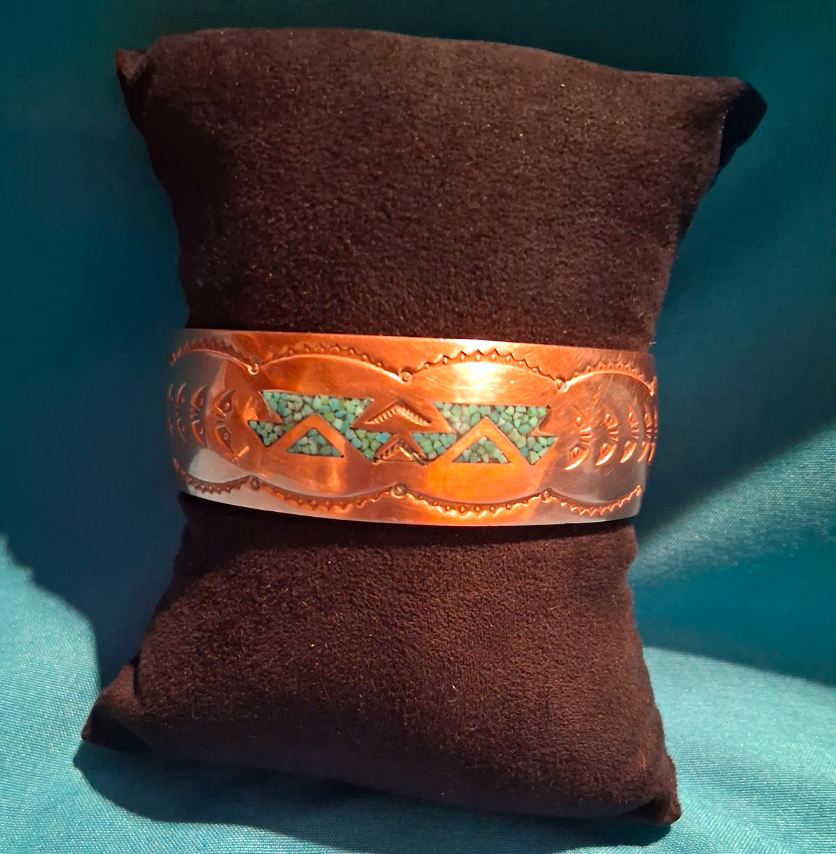 Vintage Nakai Navajo Cooper And Torquoise Cuff Bracelet 1.45oz