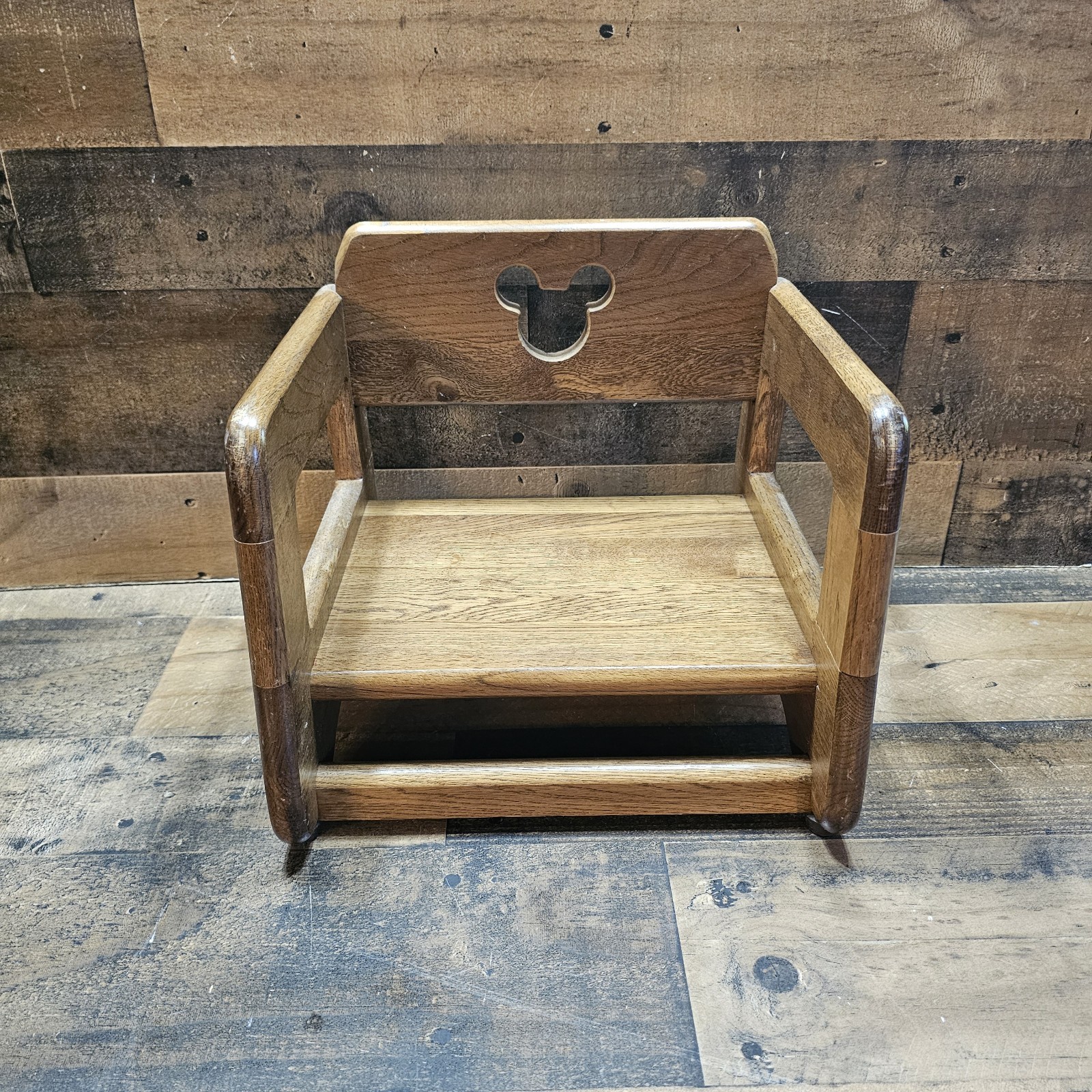 Disney World Restaurant Wood Child Booster Seat Mickey Signed