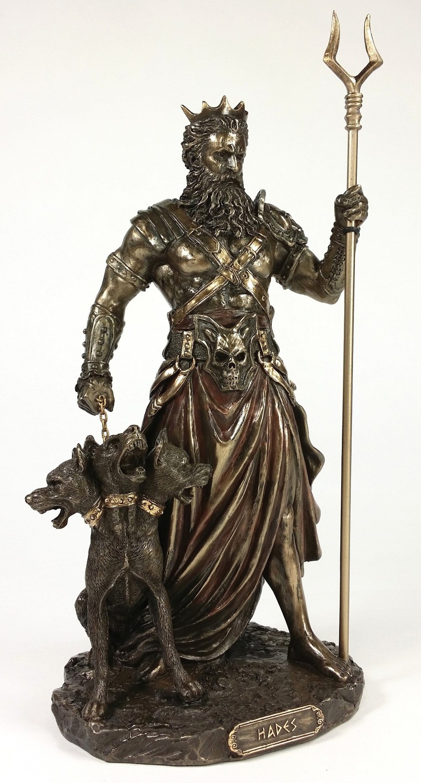 HADES Standing With CERBERUS Greek Mythology Underworld God Statue Bronze Finish