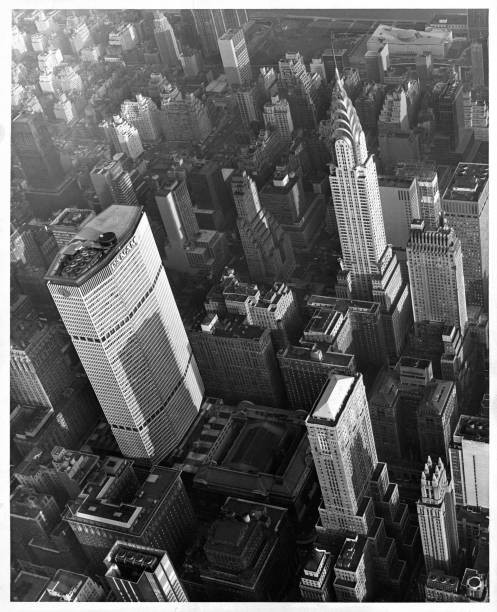 An air view of Pan Am Chrysler Building New York City New York 1960 Old Photo