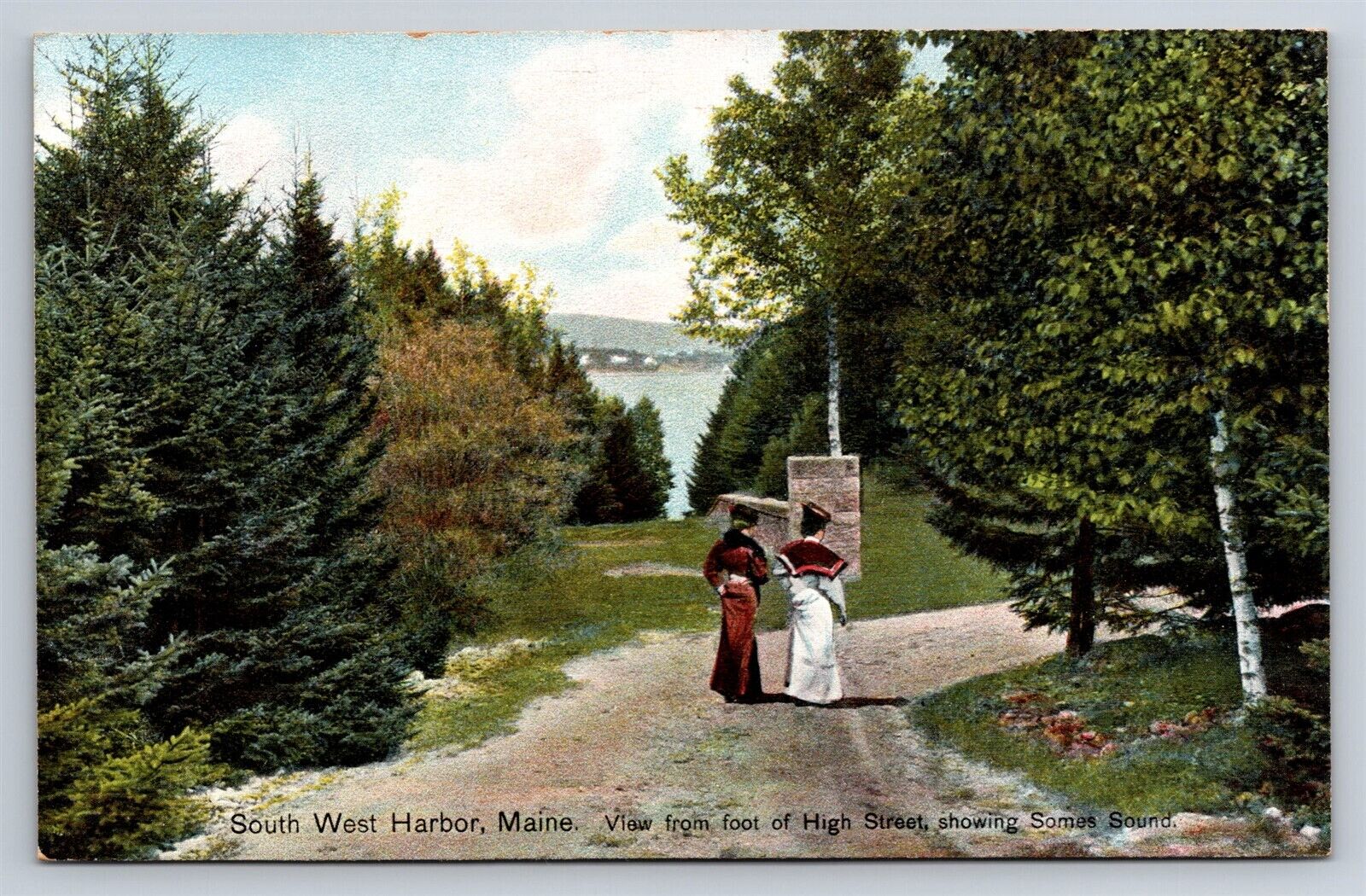 Postcard ME South West Harbor Maine View Foot of High Street c1910s AT9
