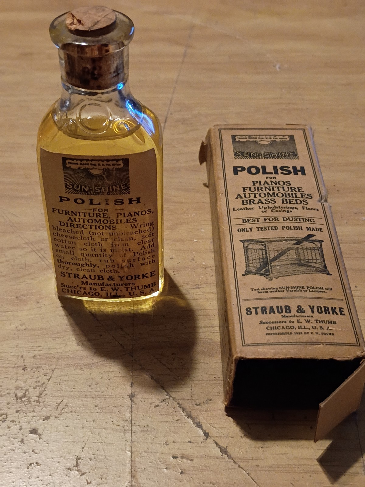 Sun shine Polish Vintage Bottle And Box Straub Yorke Chicago ILL Sun shine Polish Vintage Bottle And Box Straub Yorke Chicago ILL