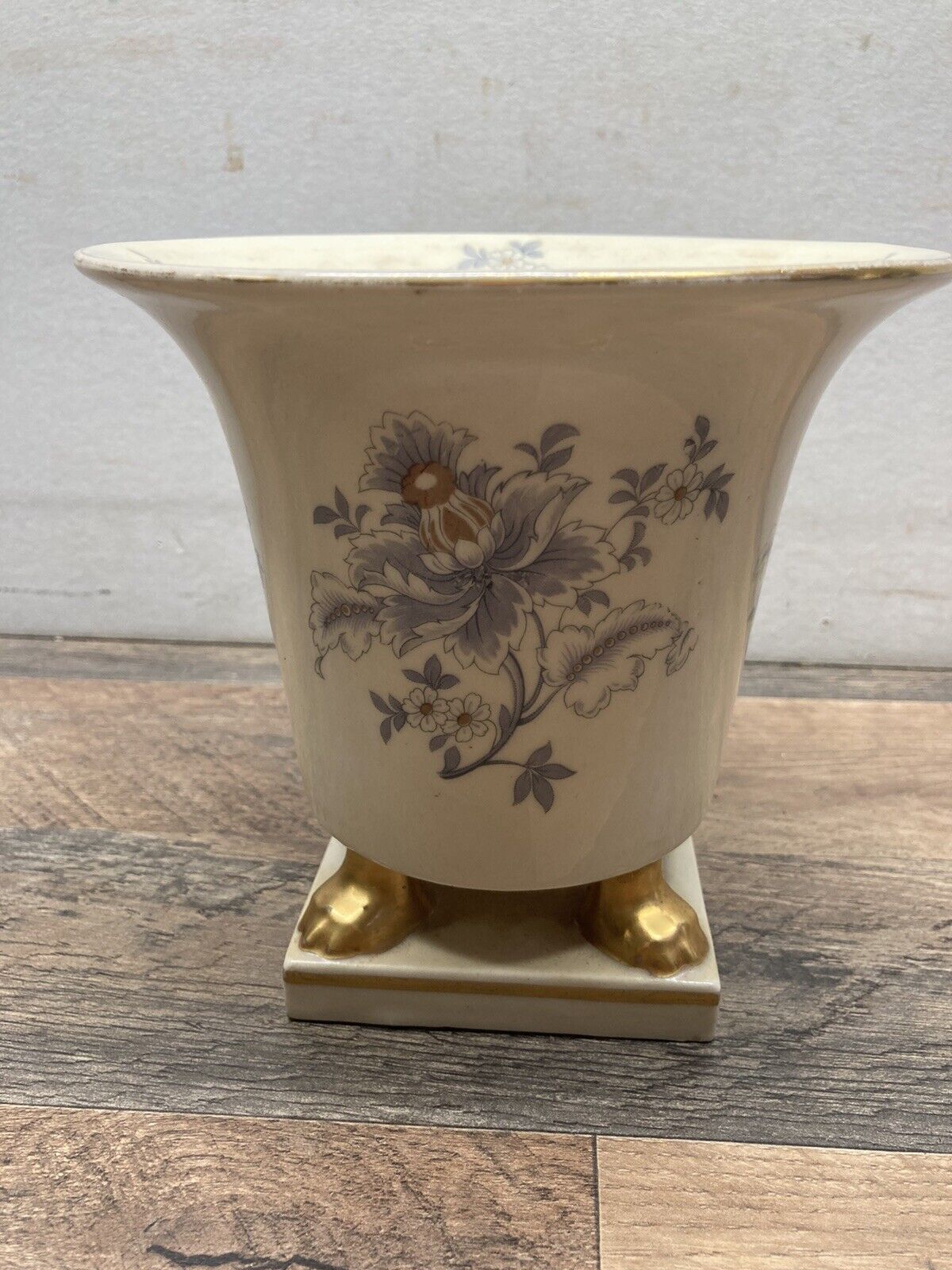 Vintage MEISSEN FOOTED VASE Jardiniere P-179 Double Gold with Footed and Base