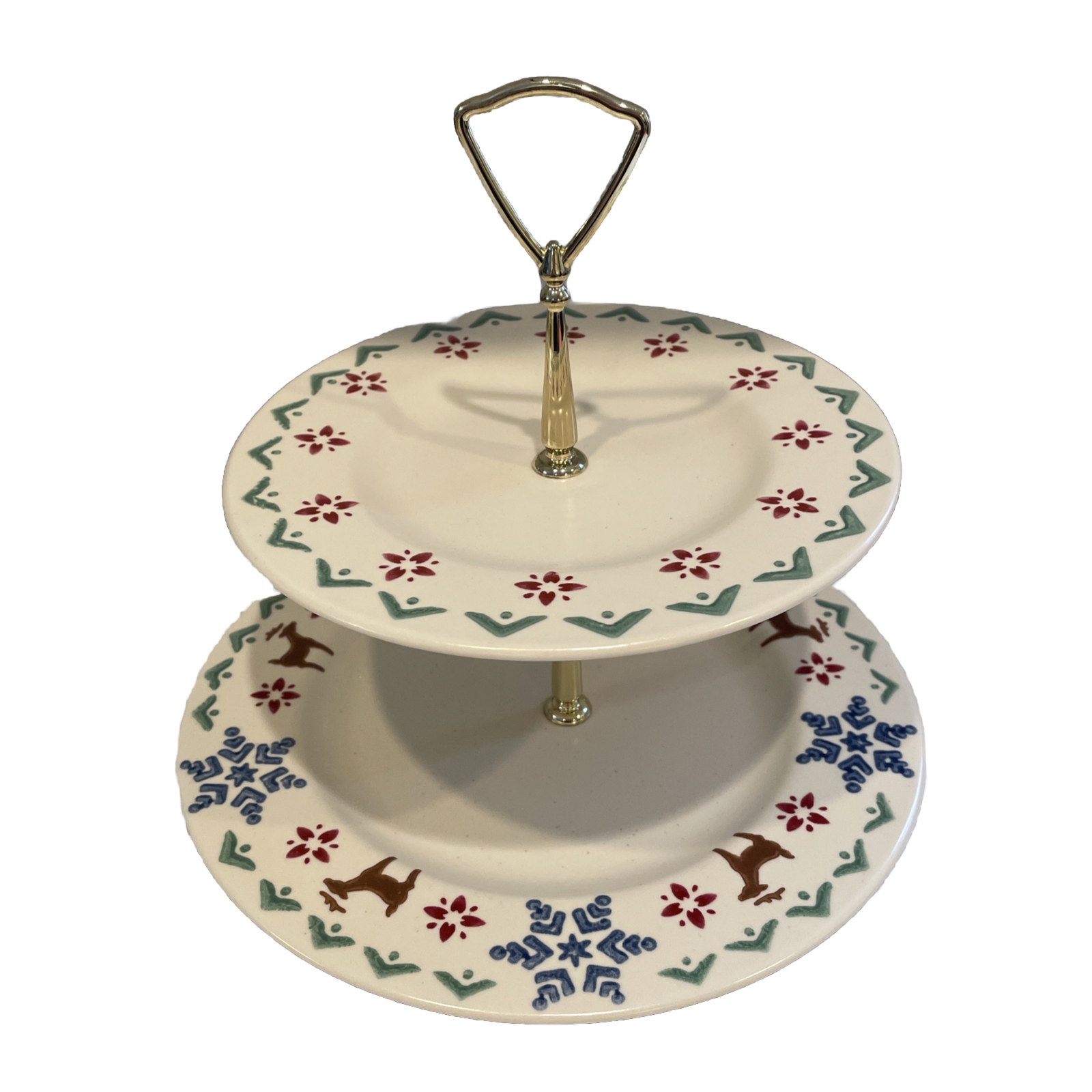 Pfaltzgraff Nordic Christmas Two Tier Serving Plate  8” & 10” Platter W/ Handle