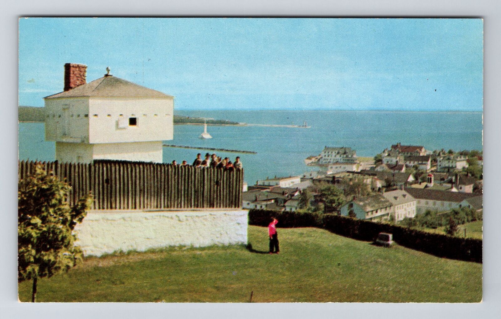 Mackinac Island MI-Michigan, Original Block House, Old Fort, Vintage Postcard