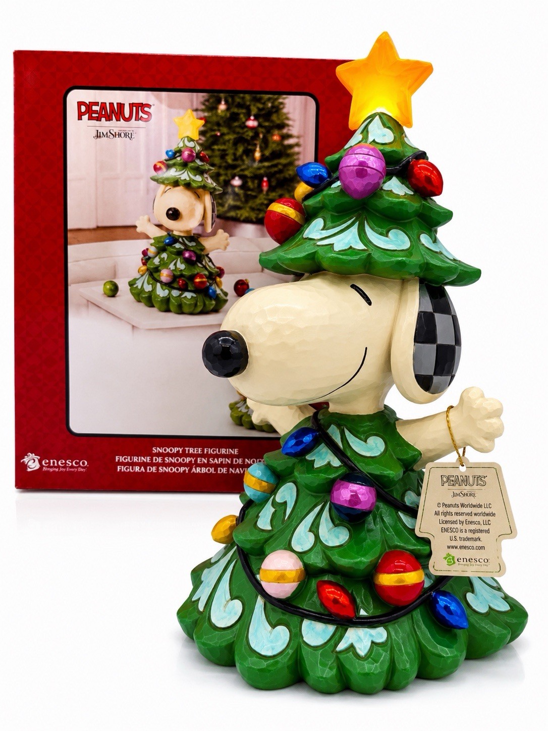 NIB Enesco Jim Shore 14.7” Peanuts Snoopy Lighted Tree Statue