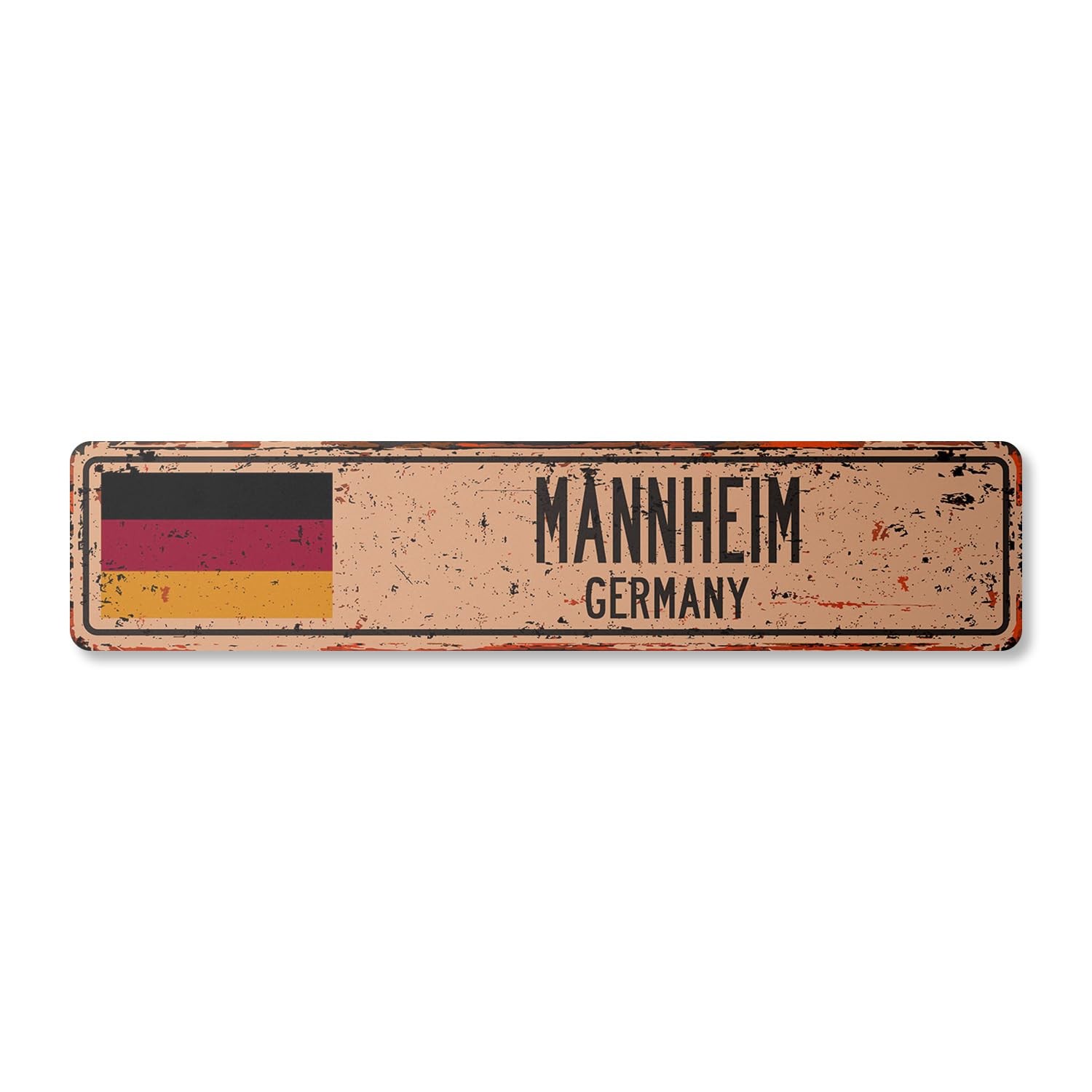 Mannheim Germany Vintage Plastic Street Sign German Flag City Country Road Wall