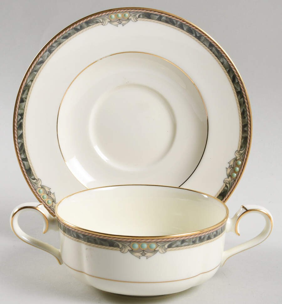 Noritake Covina Flat Cream Soup Bowl & Cup Saucer Set 1990724