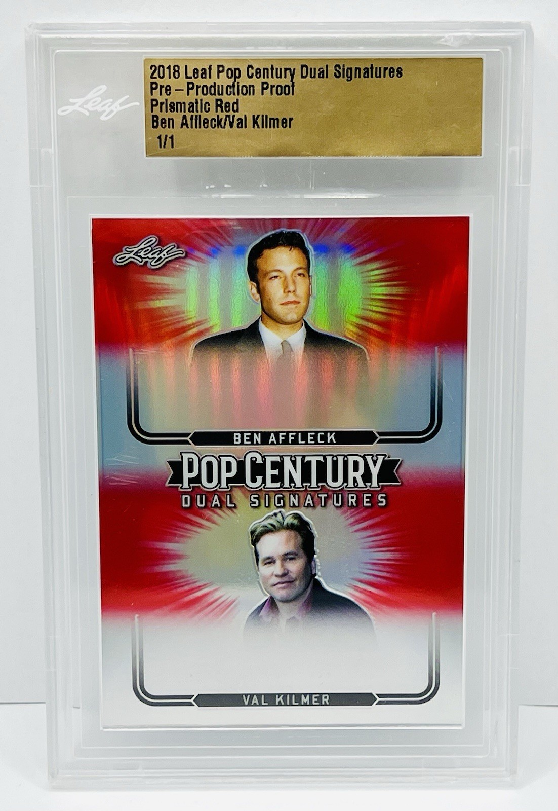 1/1 Val Kilmer/Ben Affleck 2018 Leaf Pop Century Metal Red Uncirculated