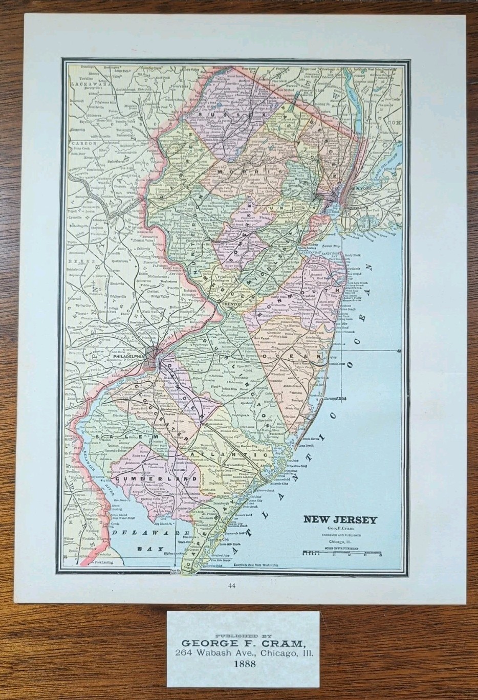 Vintage 1888 NEW JERSEY Map 10