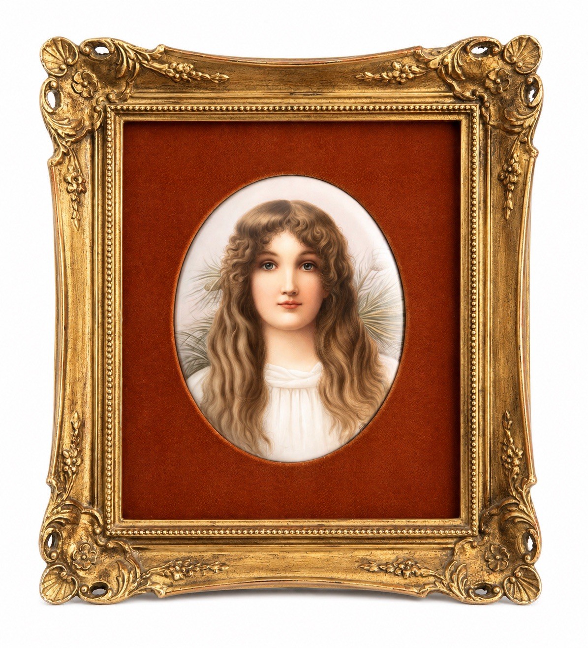 Antique KPM Wagner Signed Hand Painted Porcelain Portrait Plaque Framed