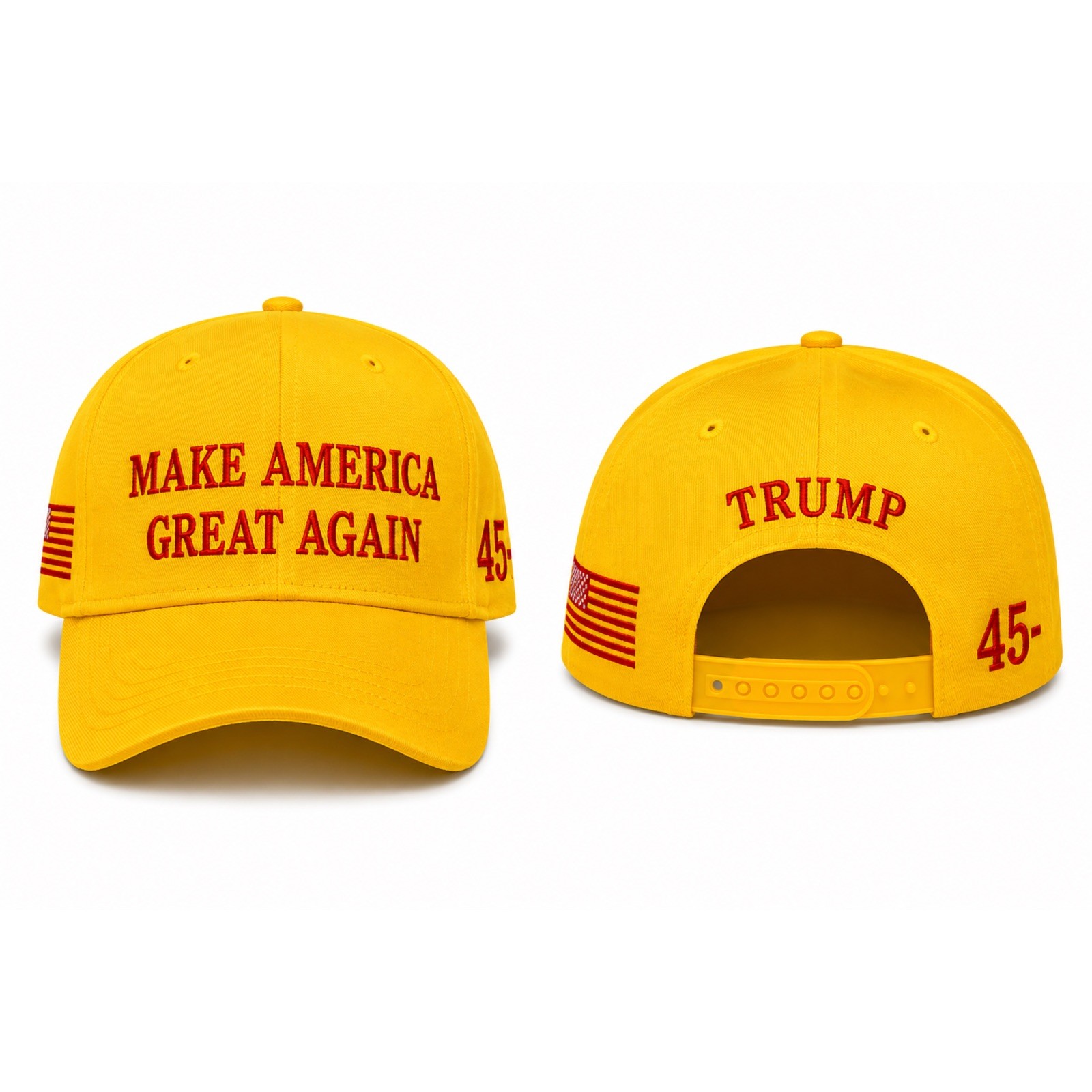Trump 45 YELLOW Baseball Cap Make America Great Again Embroidered Adjustable Hat