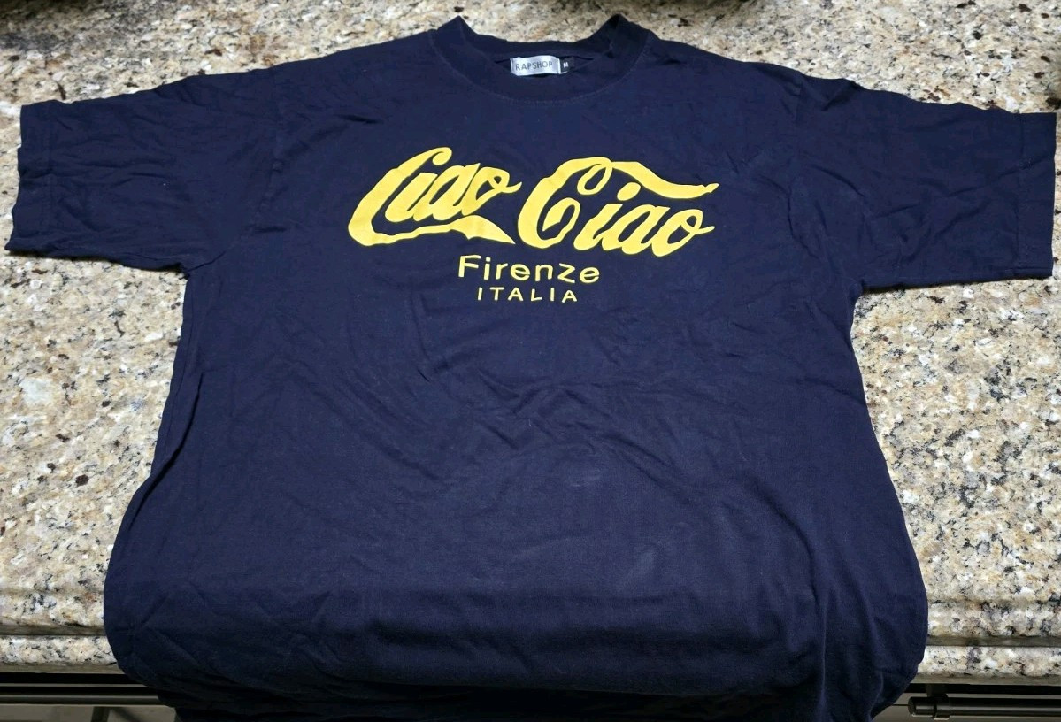 Coca Cola Ciao Ciao Firenze Italia Italian Tshirt Black Medium Used