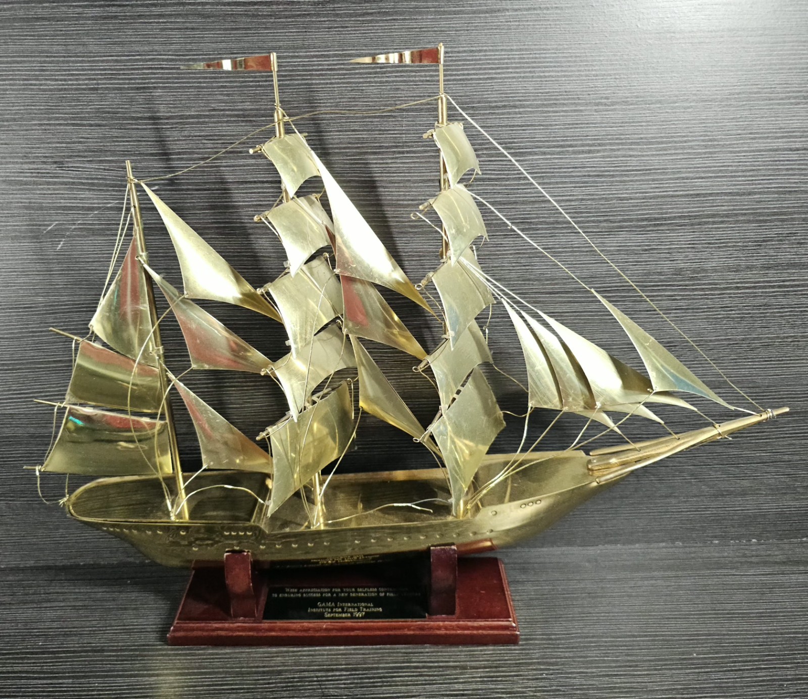 Vintage Brass Sailing Ship Model Display The Sagres Portugal Figure Statue Boat