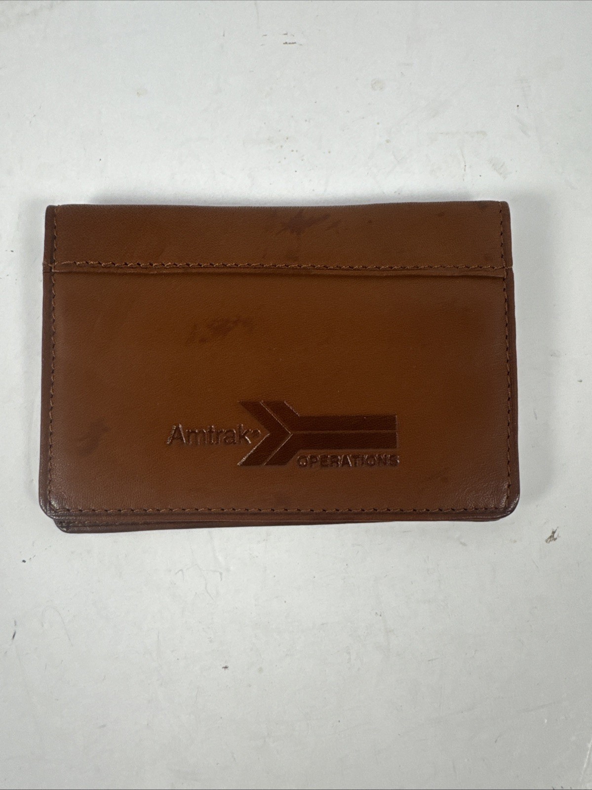 Amtrak Railroad Wallet Leather Calf Skin Made By Leeman