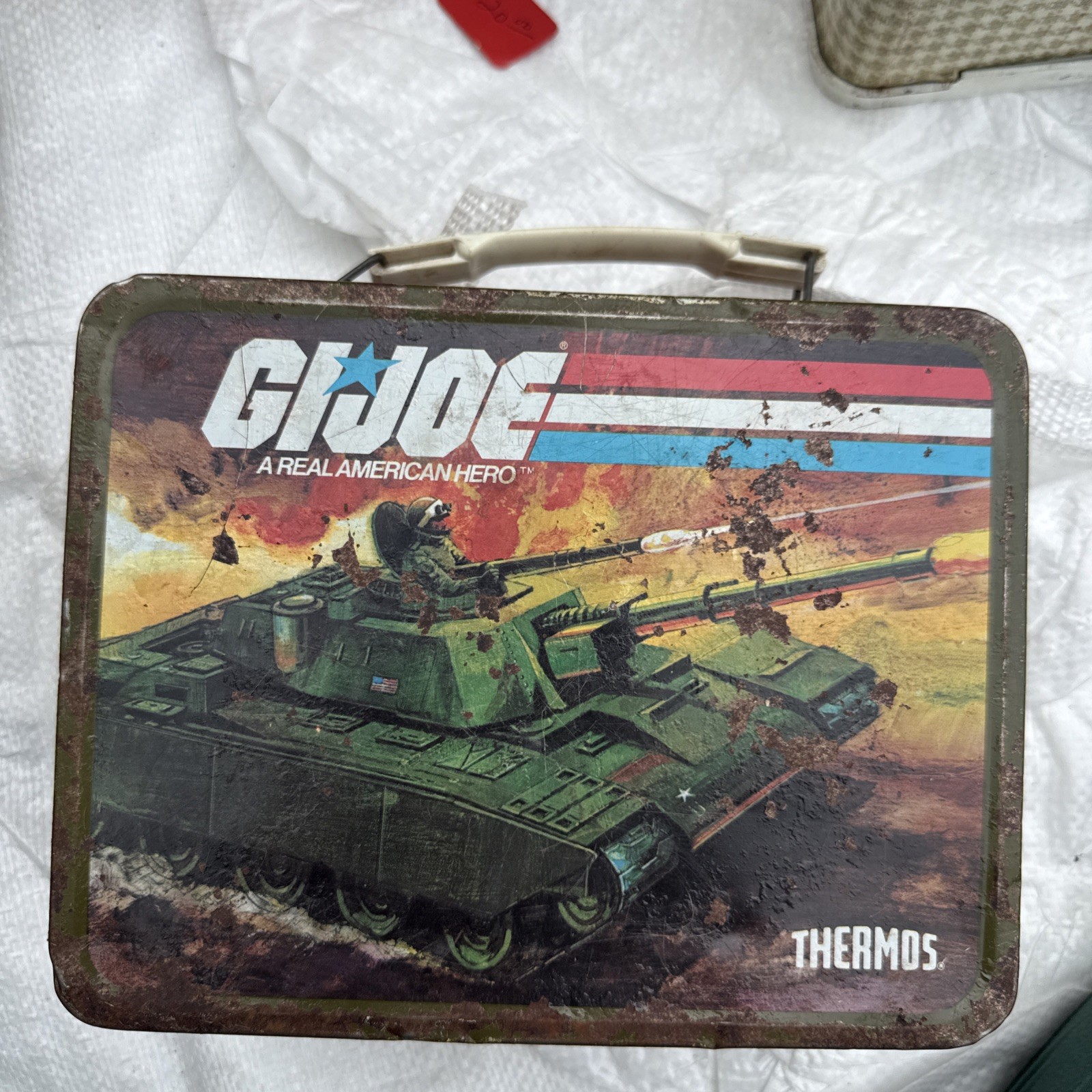 Vtg 1982 G.I. Joe Aladdin METAL LUNCH BOX w/ thermos