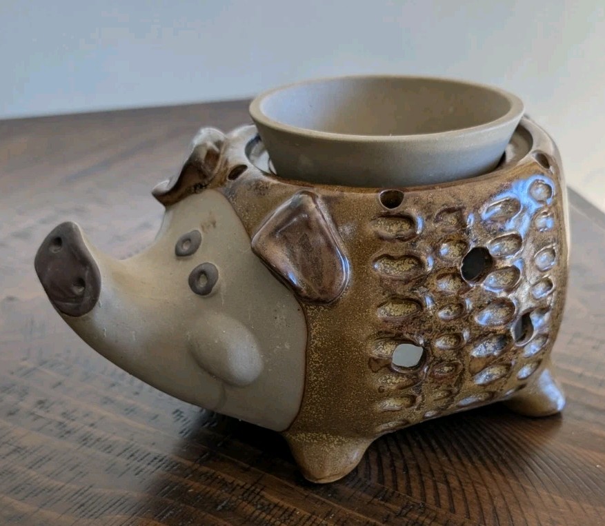 Vintage Enesco Japan Ceramic Pig Potpourri Warmer Bowl Unique Farmhouse Decor