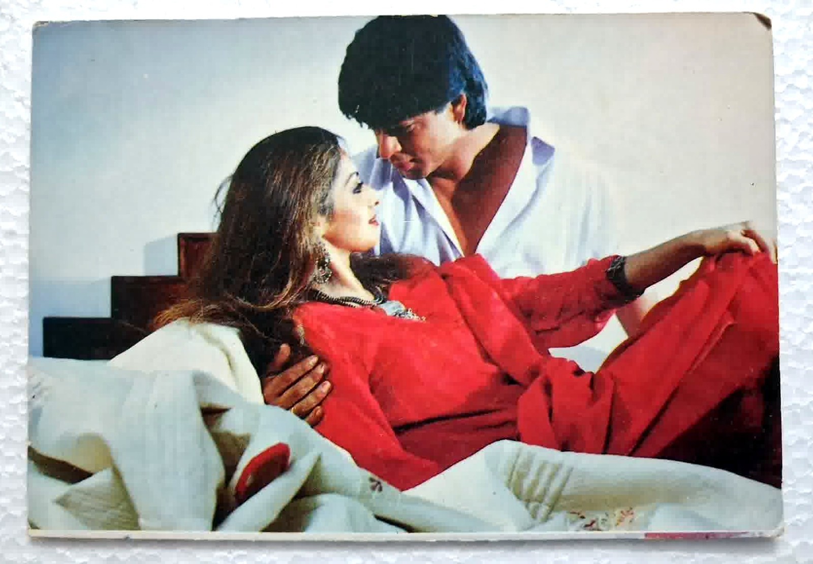 Vintage Bollywood Shah Rukh Khan & Sridevi Rare Original Postcard Romantic Scene
