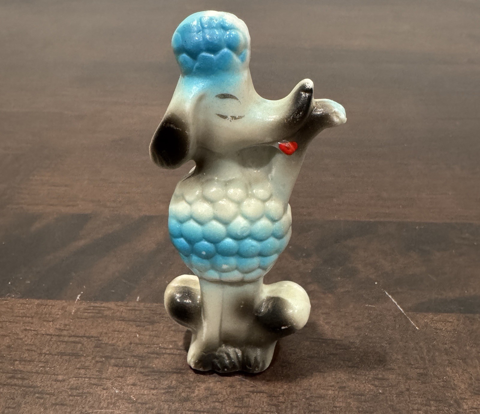 Vintage Kitschy Anthropomorphic Ceramic Blue Poodle Figurine Japan 4” Tall