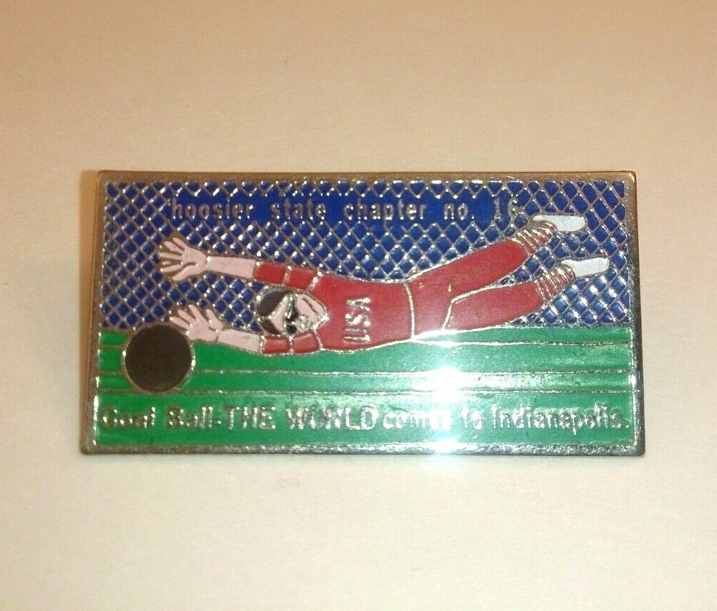 Indiana Hoosier State Vintage Enamel Lapel Pin Goal Ball USA Indianapolis