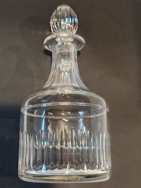Antique Art Deco Clear Crystal Decanter with stopper, Stopper has slight cracks