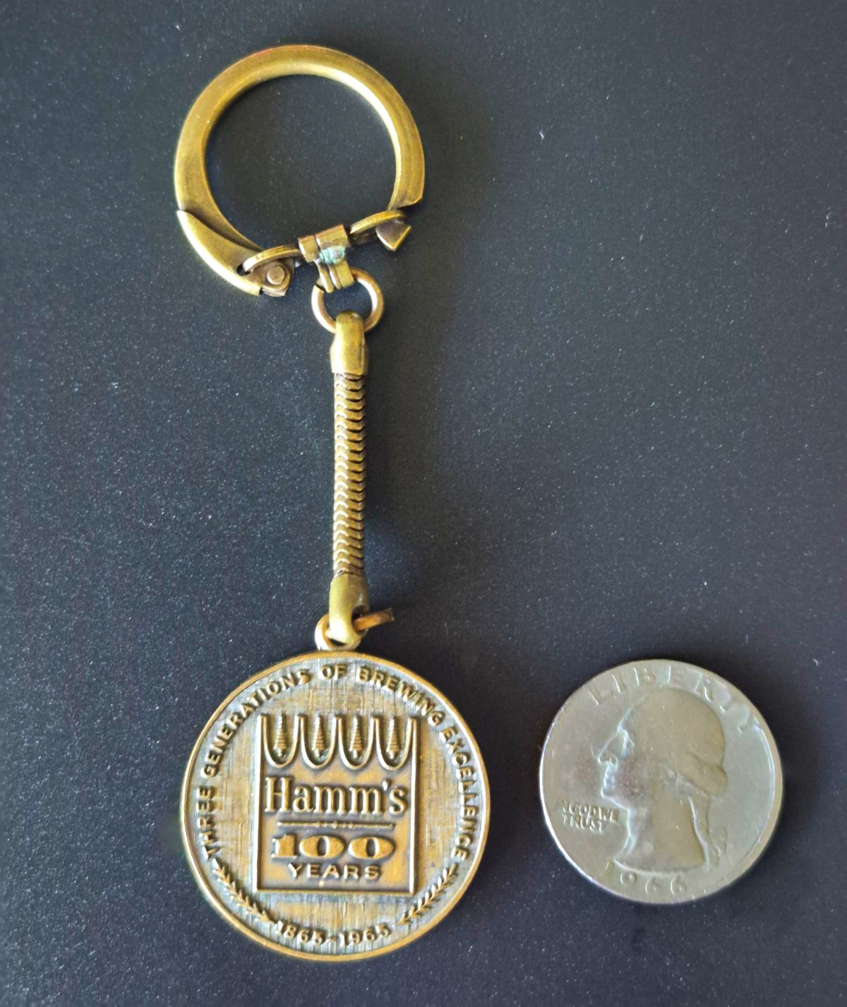 Vintage 1965 Hamms Beer 100 Years Return Postage Guaranteed Key Fob Tag