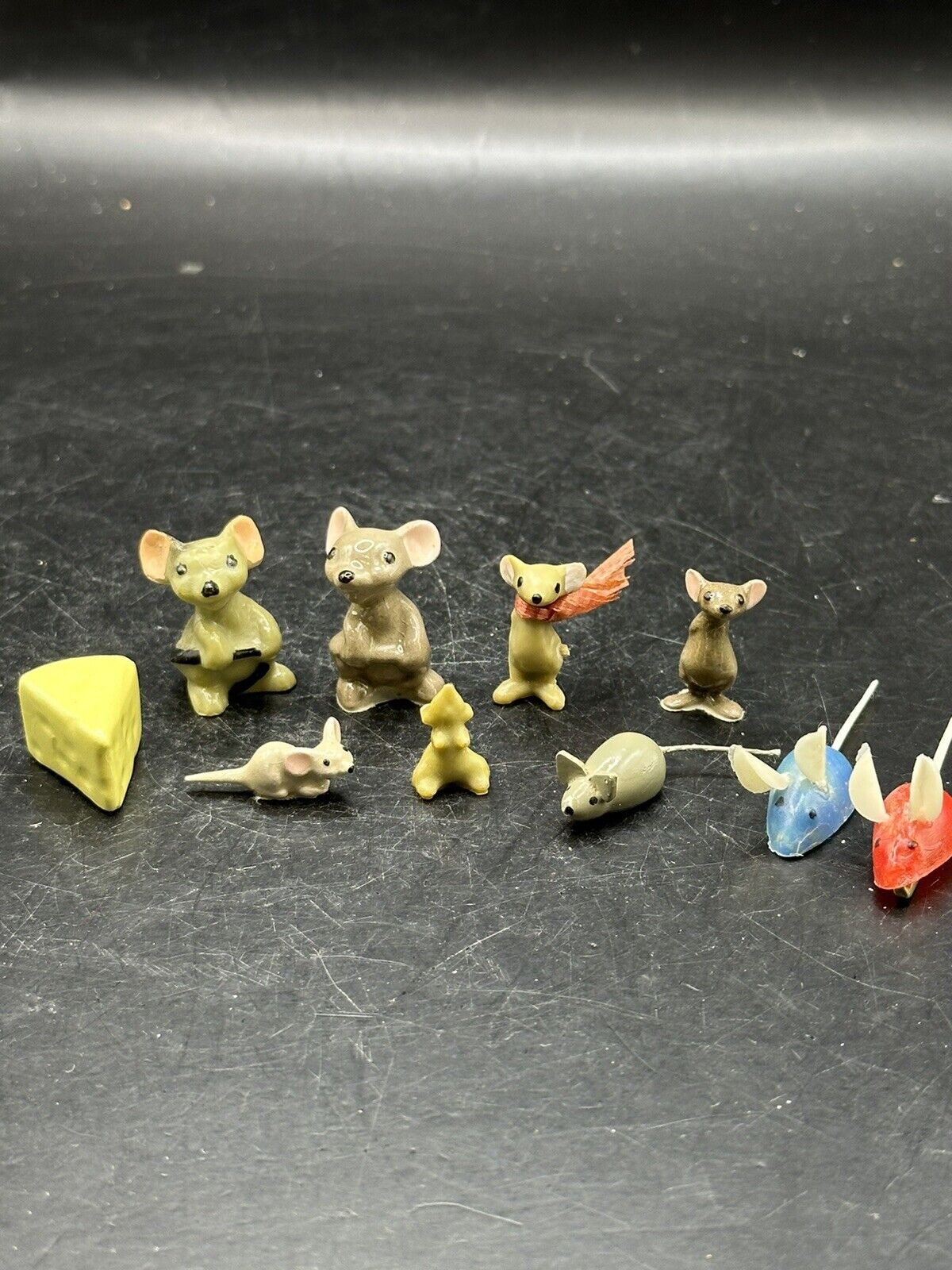 Miniature Mouse Mice Figurines Hagen Renaker Lot of 7 Vintage + 2 Bonus & Cheese