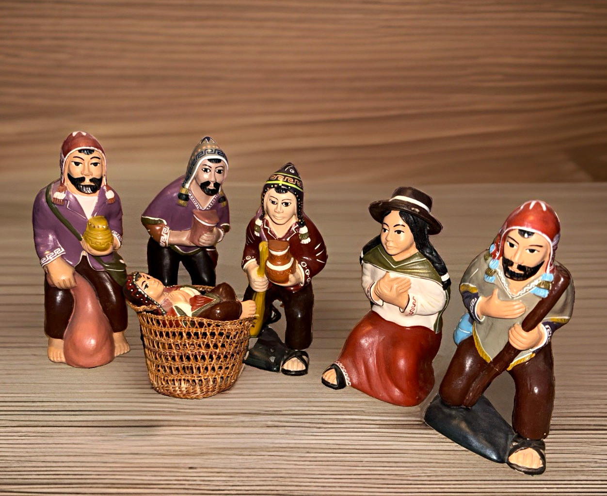 Vintage Bolivian Andean Nativity Set Aymara Folk Art 6.75” Hand Painted Bolivia Vintage Bolivian Andean Nativity Set Aymara Folk Art 6.75” Hand Painted Bolivia