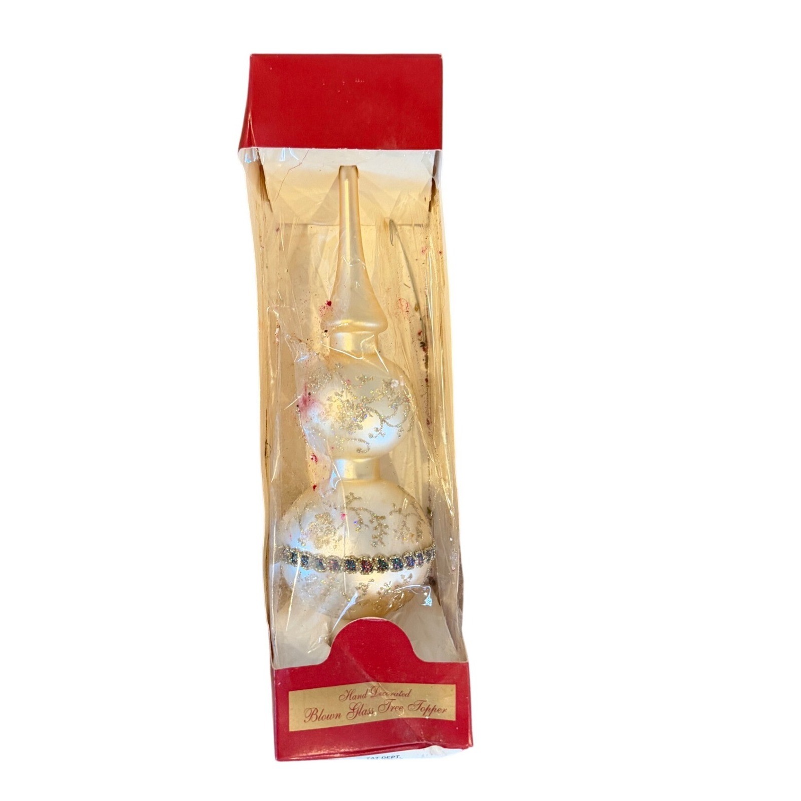 Vintage 2000 Target Christmas by Krebs White Silver Blown Glass Tree Topper 11\