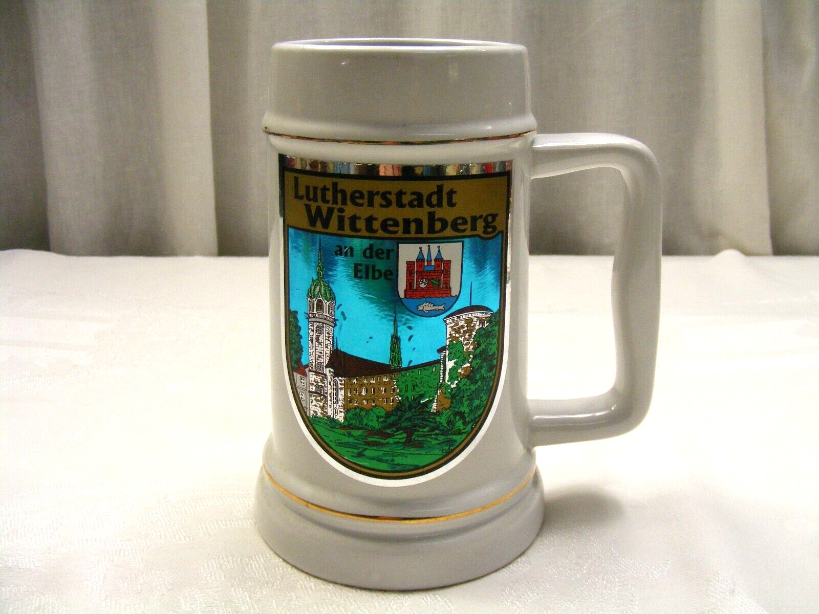 Vintage Beer Stein Lutherstadt Wittenberg Glazed Stoneware 20oz 1-east