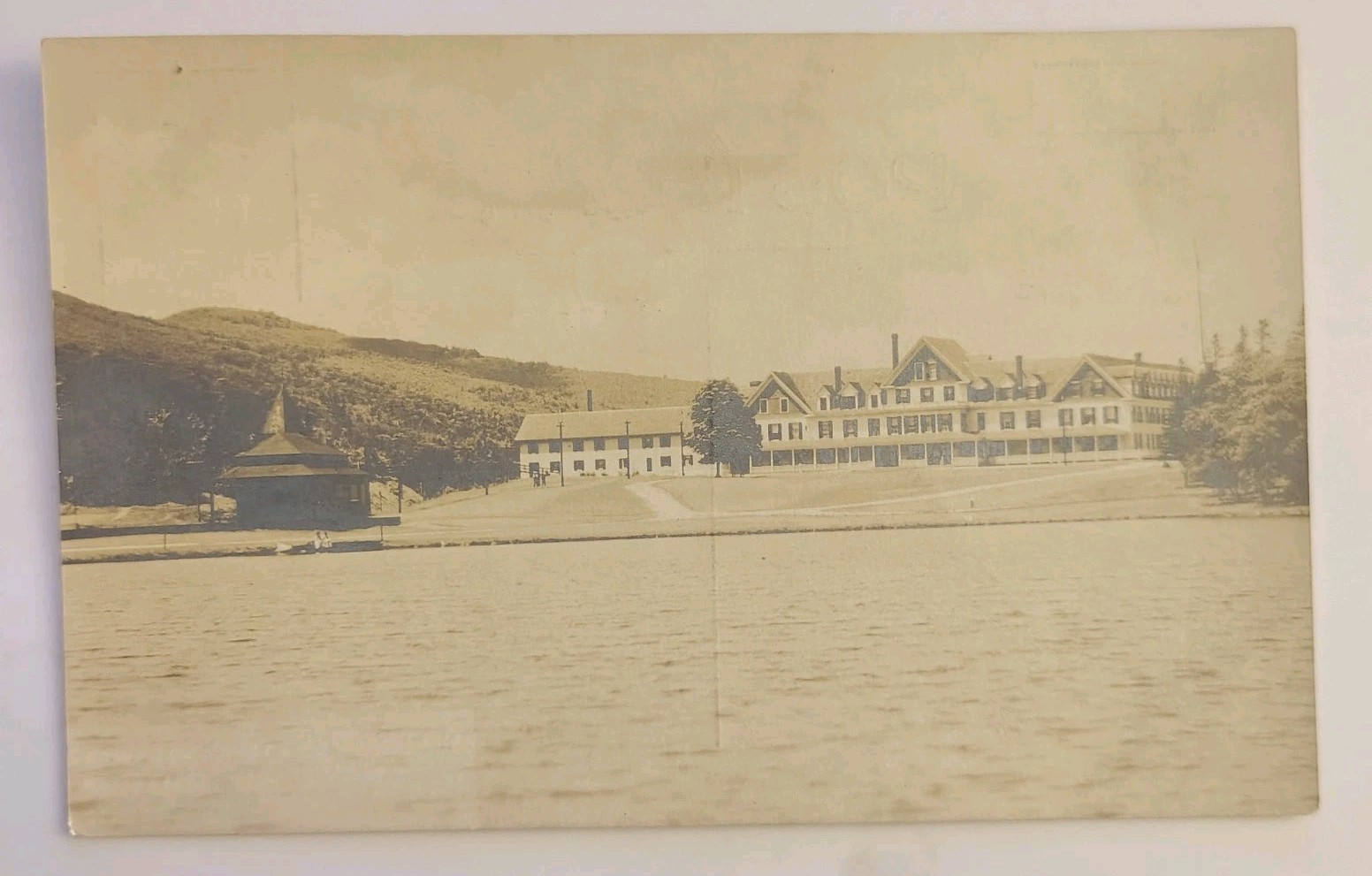 Antique Lakeside Resort Hotel RPPC Waterfront Lodge Early 1900s Postcard