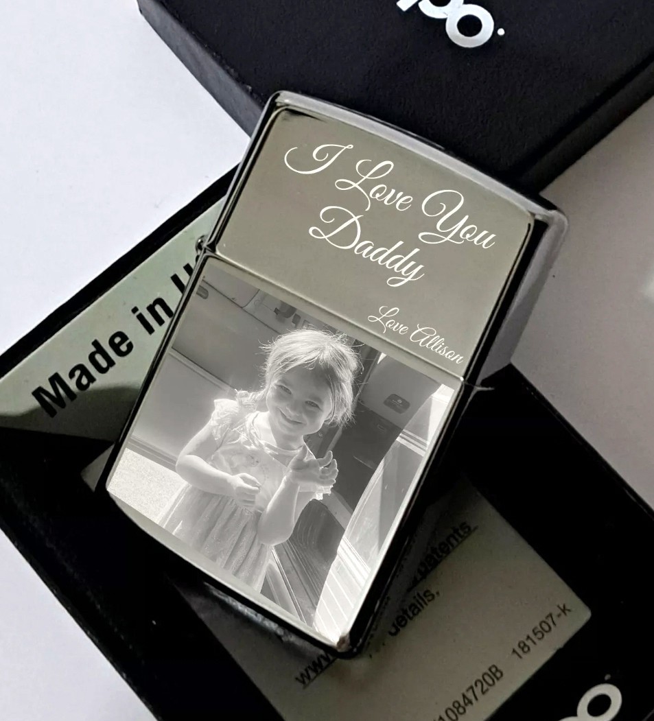 Custom Engraved High Polish Chrome Zippo 250 -Personalized w/your text of choice