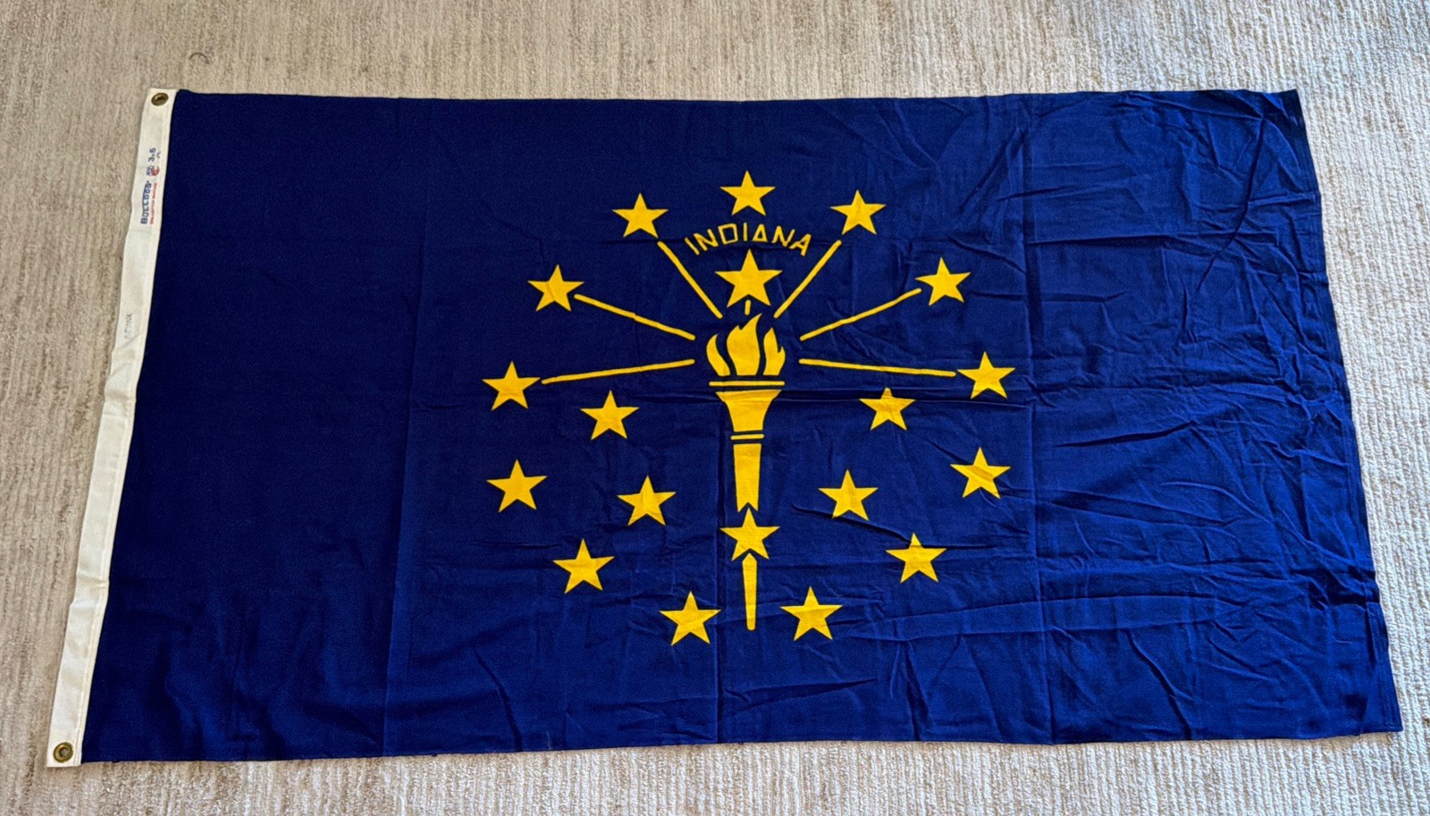 Vintage Dettra Indiana State Flag 3x5 Bulldog 100% Cotton Bunting Canvas Header Vintage Dettra Indiana State Flag 3x5 Bulldog 100% Cotton Bunting Canvas Header