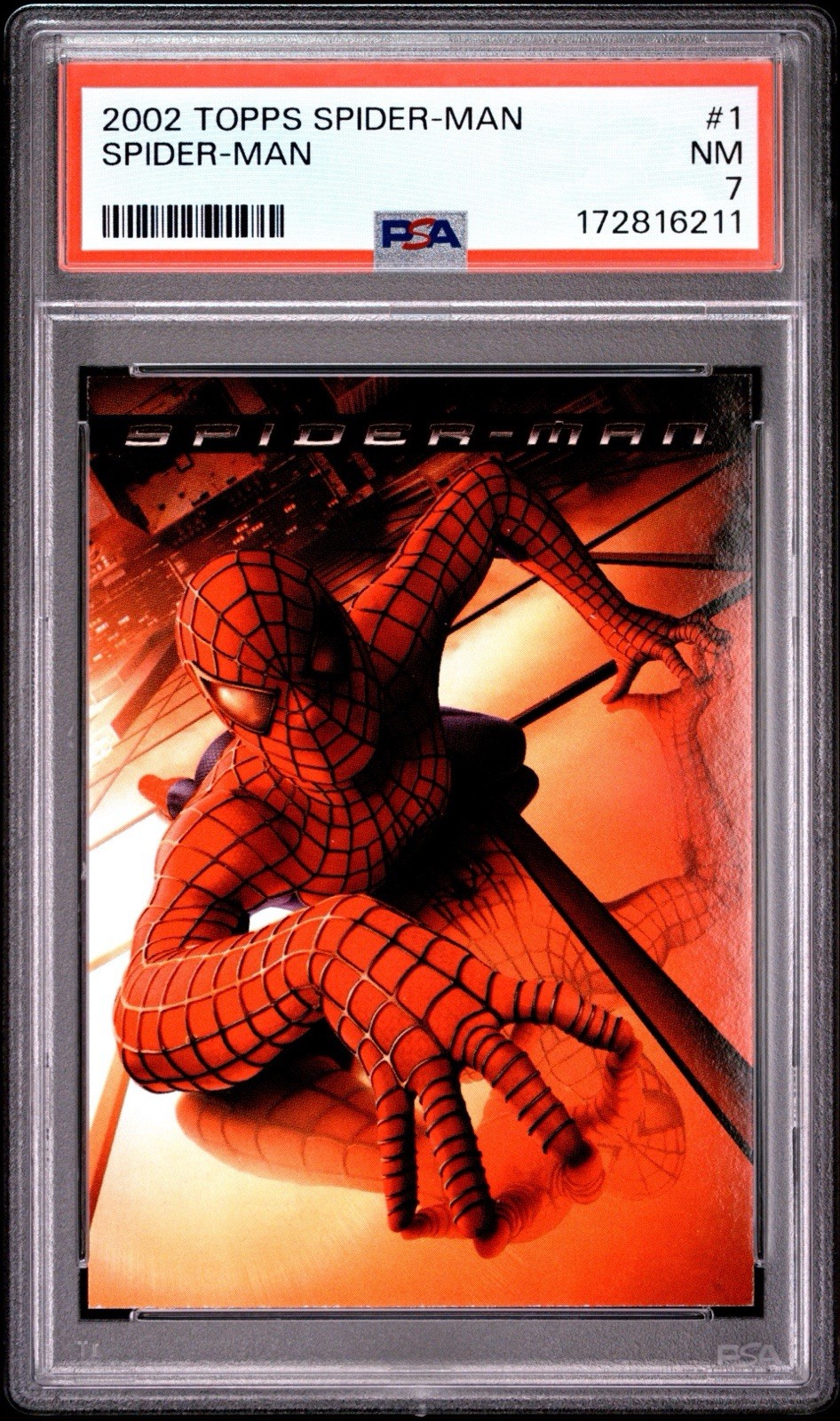 2002 Topps SPIDER-MAN #1 TOBEY MAGUIRE ROOKIE PSA 7 N-MINT Graded SUPER RARE