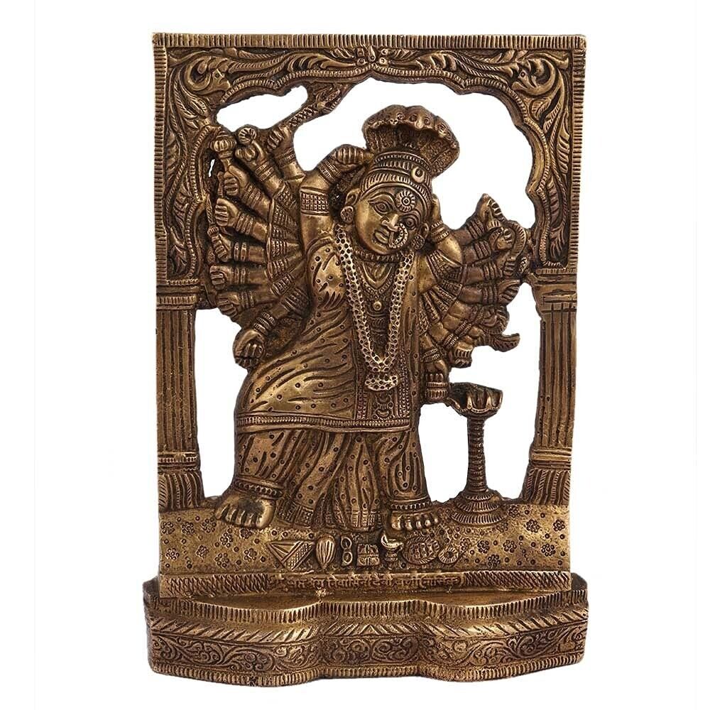 Handmade Brass Goddess Laxmi Cobra Head Decorative Prabhavali Figurine Statue