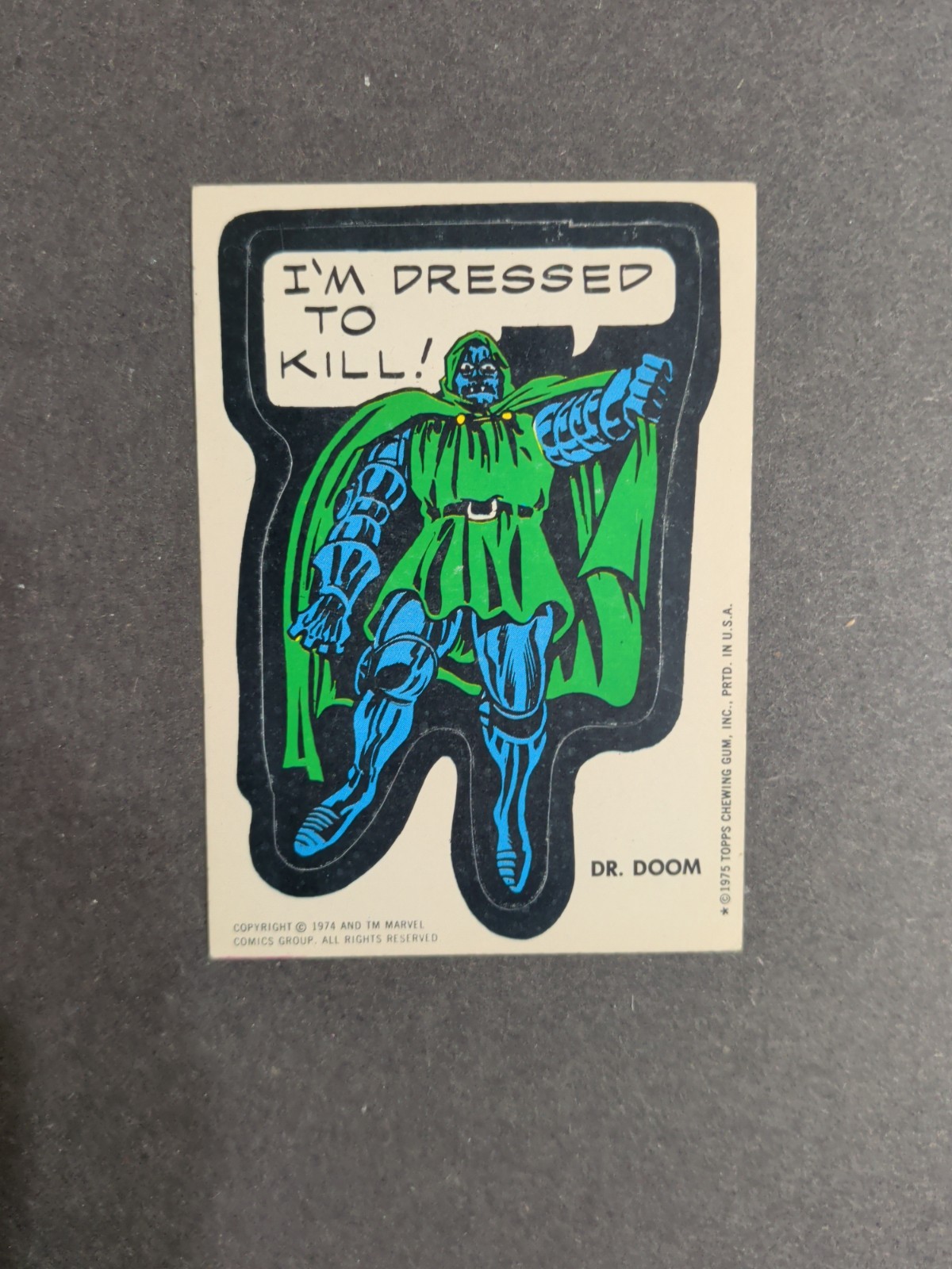 1974/75 Topps Comic Book Heroes Dr.  Doom ROOKIE sticker Card
