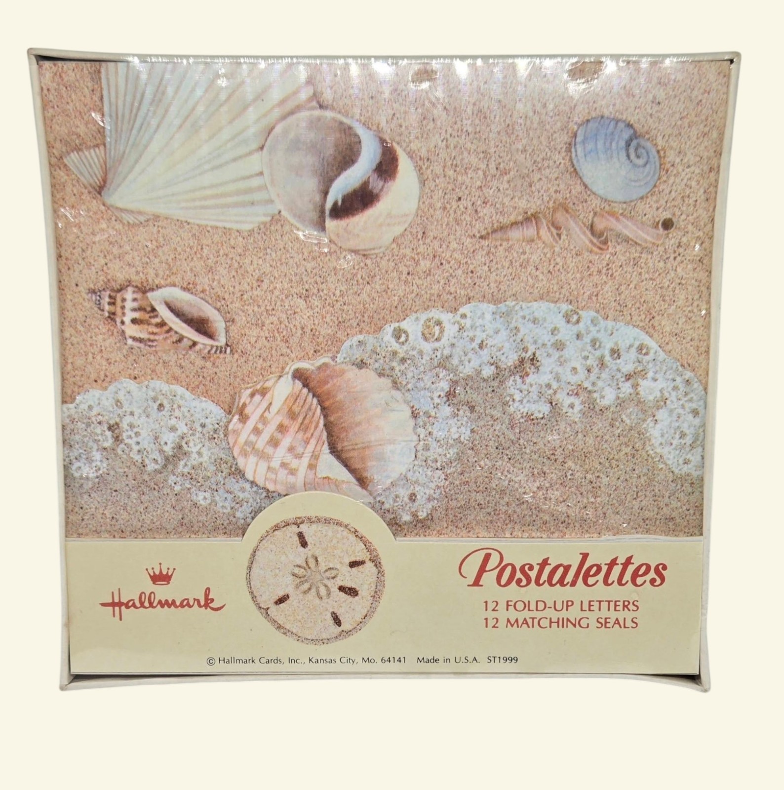 NOS Vintage Hallmark Postalettes Beach Seashells Letter Cards and Seals - Sealed