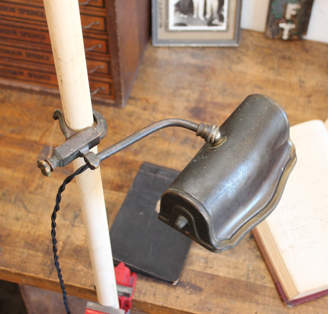 Vtg Antique Faries Era Industrial Brass Bronze Bed Lamp Light