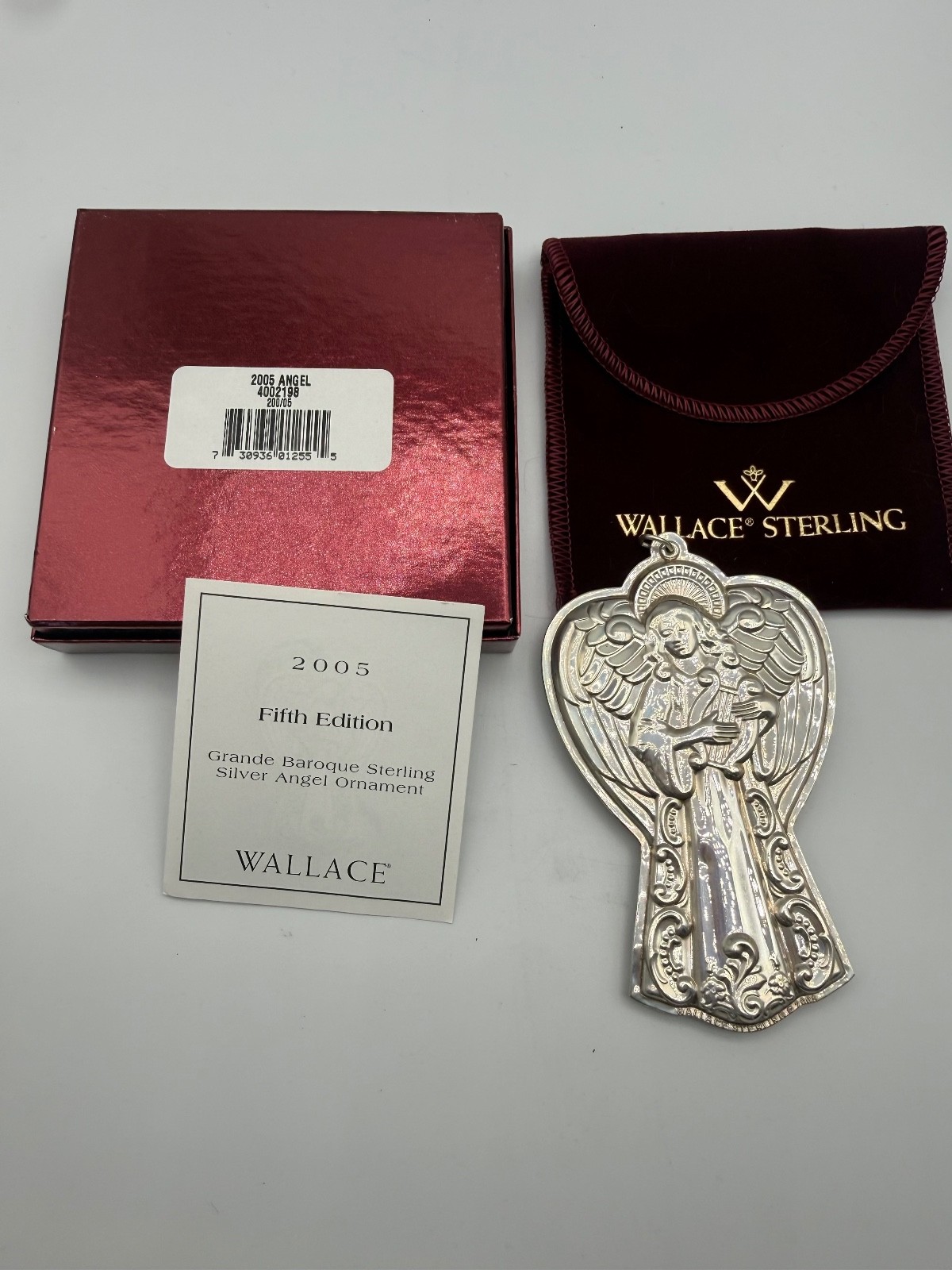 2005 Wallace Grande Baroque Sterling Silver Angel Ornament 5th Edition BOXED