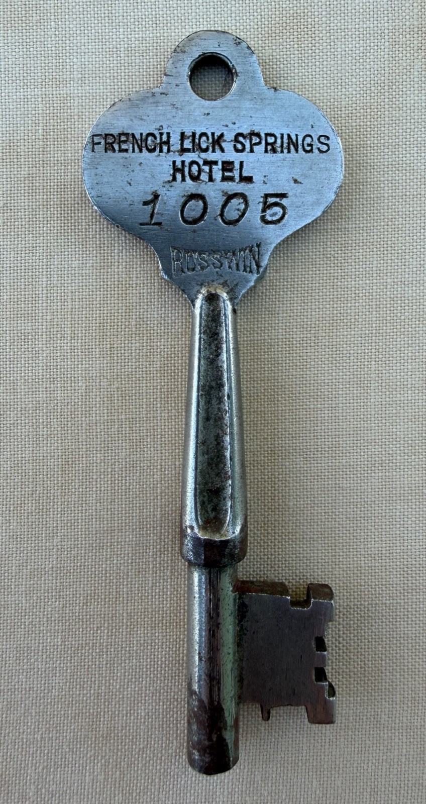 Antique c.1930s French Lick Springs Hotel Room 1005 RUSSWIN Skeleton Key 3-1/2”