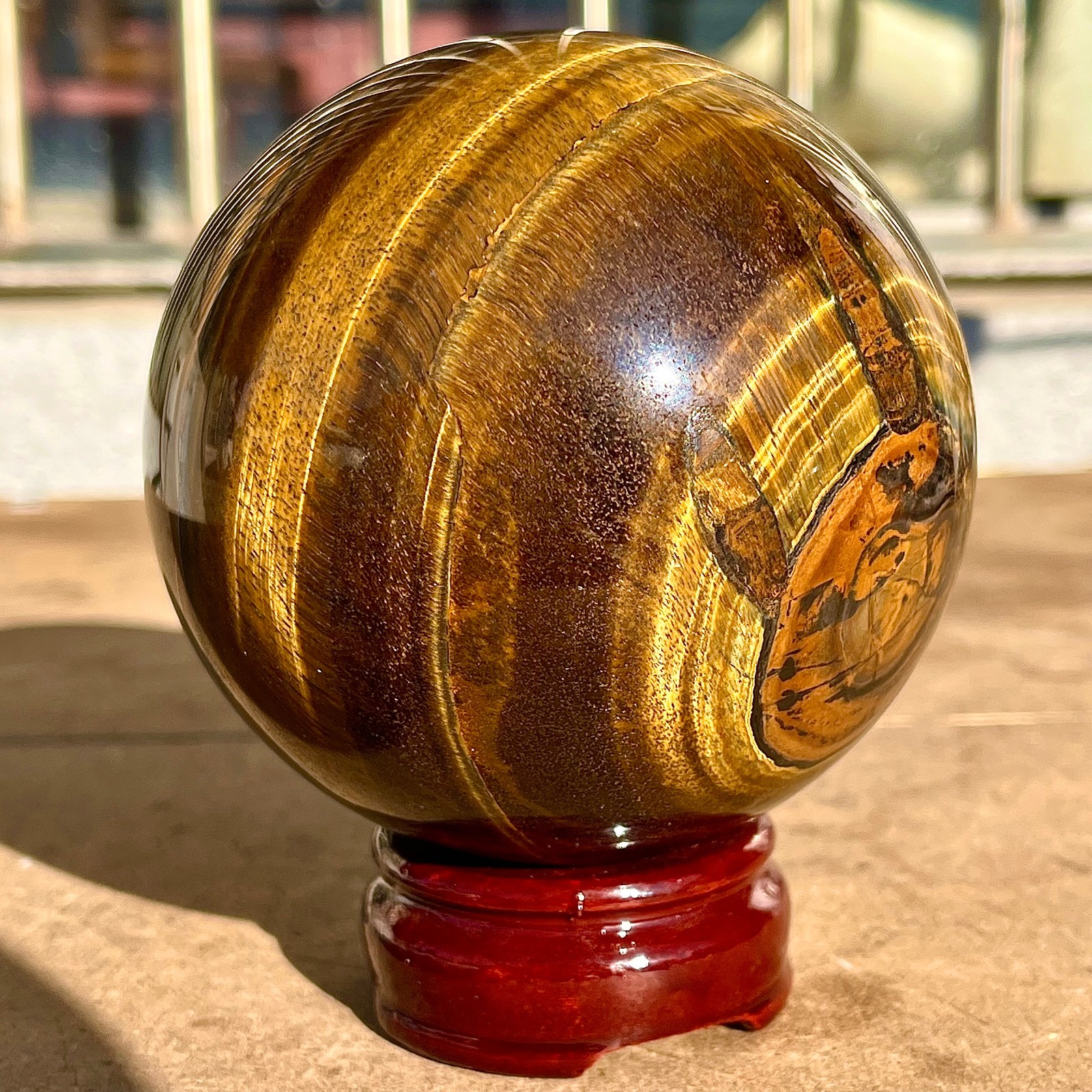 3.04LB Natural Tiger\'s Eye Ball Quartz Crystal Sphere Gem Healing Décor