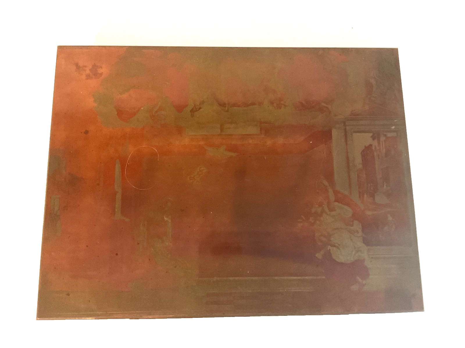 VTG Etched Copper Printing Plate Holy Spirit  Dove Angels Religious Art Plate