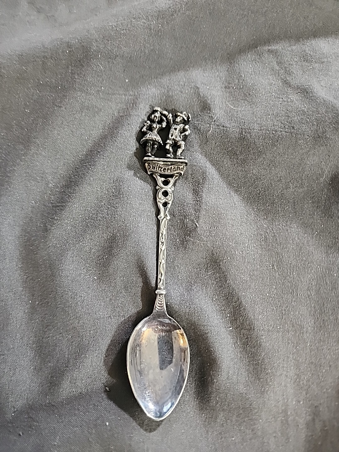 Old Antique Switzerland dancers silver plate souvenir collectibles spoon