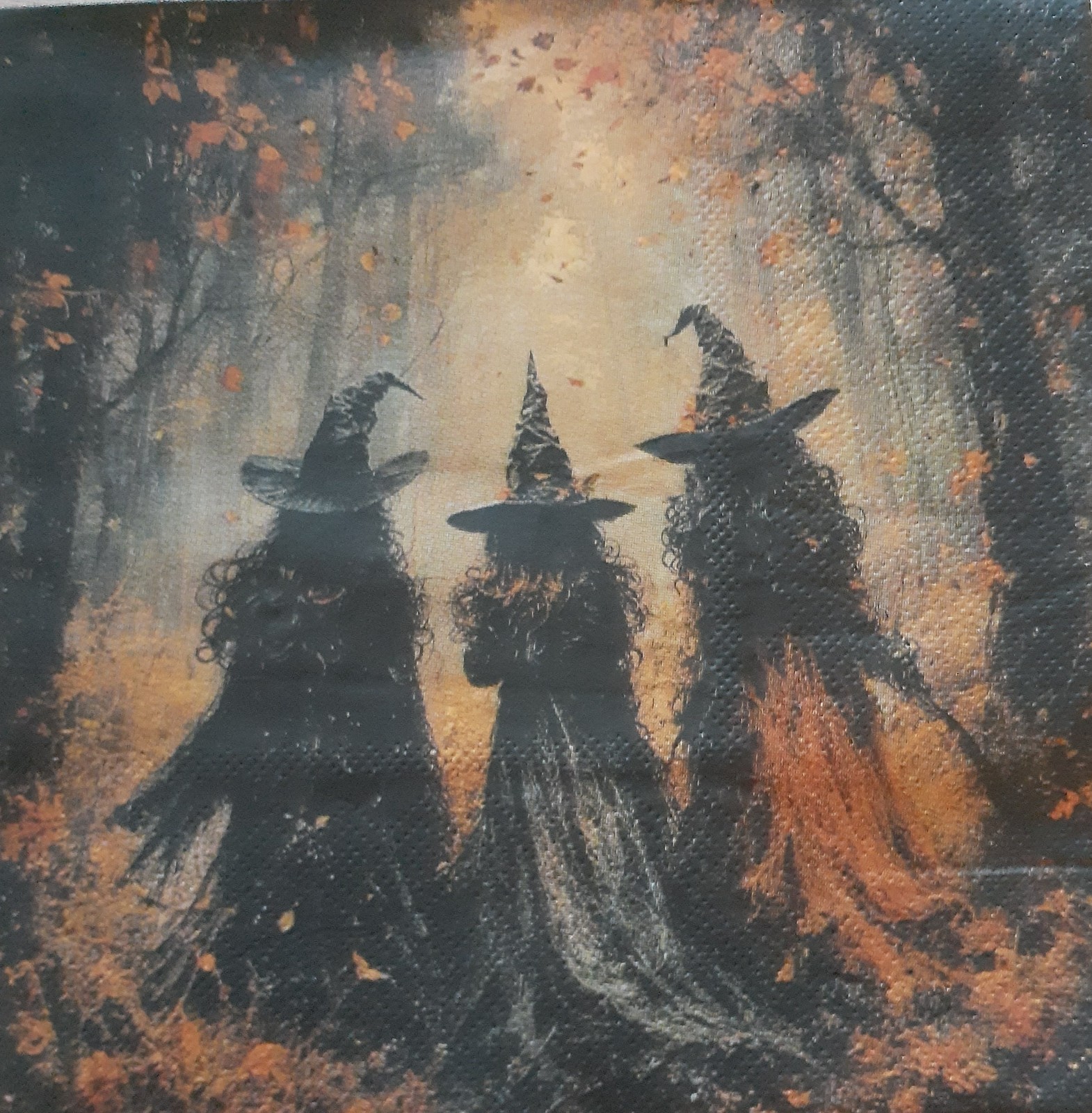 2 individual Paper Decoupage NAPKINS -HALLOWEEN WITCHES GHOSTS SCARY CASTLE