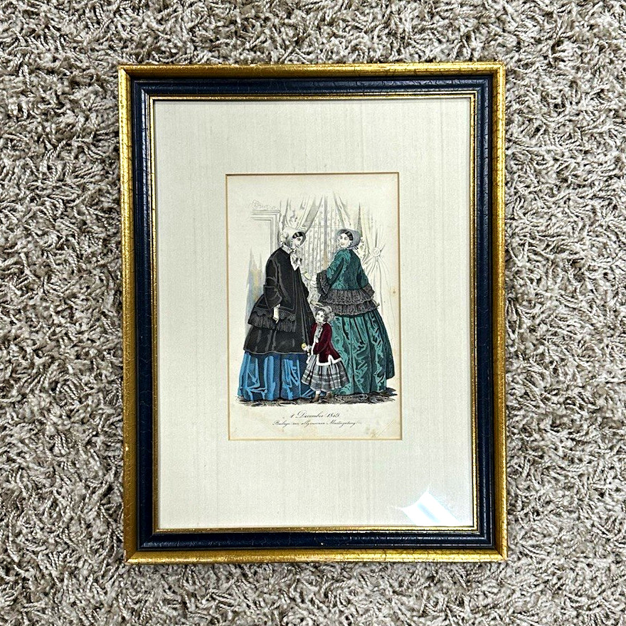 Antique 1849 Victorian German Fashion Plate Framed Mickelson's Gallery Print Antique 1849 Victorian German Fashion Plate Framed Mickelson's Gallery Print