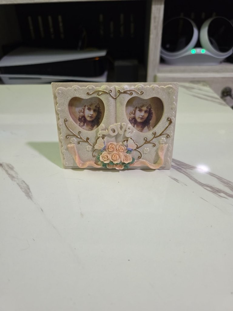 Vintage Romantic Love Heart Photo Frame with Floral Roses