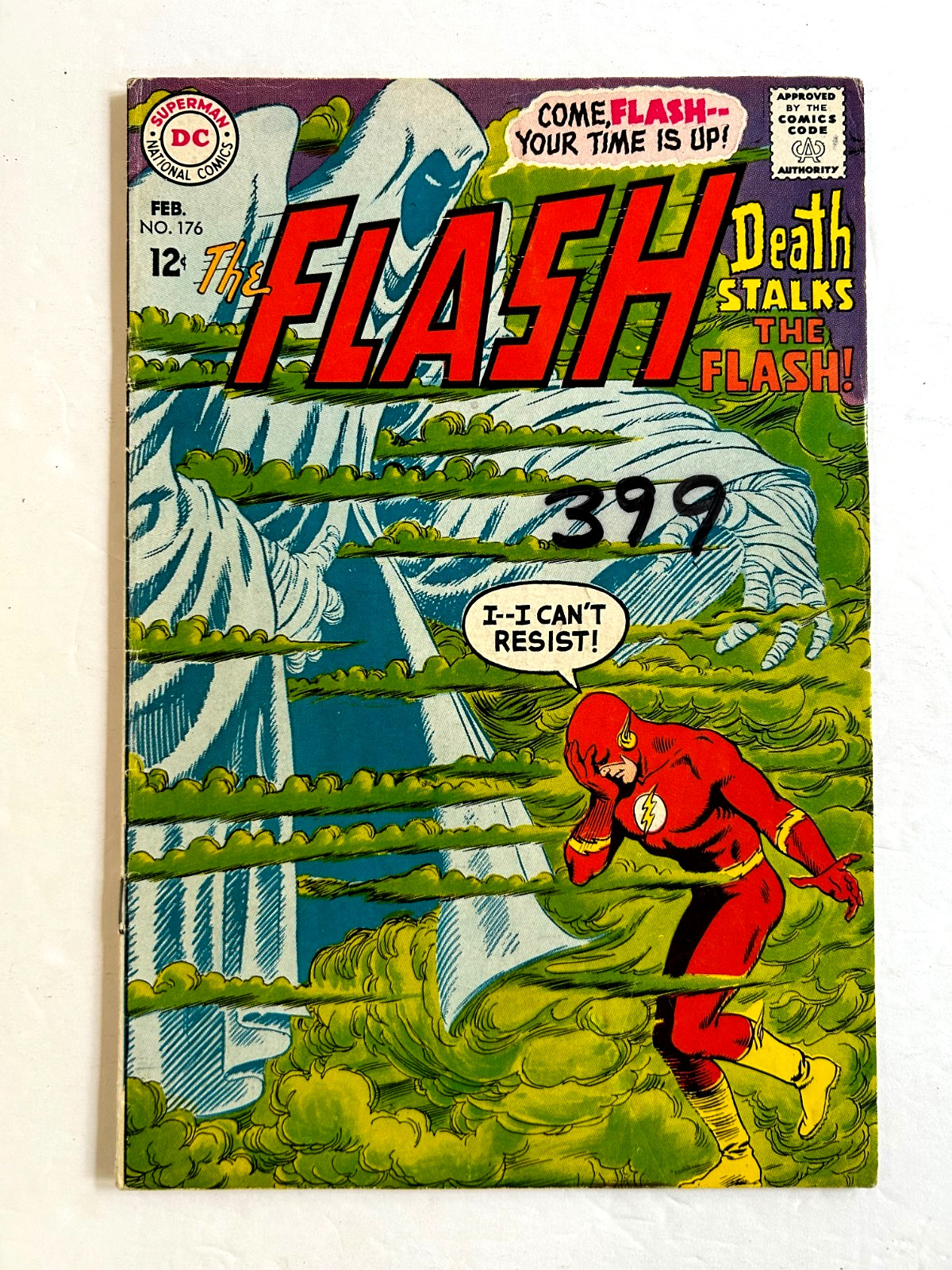 FLASH  #176  DEATH STALKS THE FLASH - SILVER AGE DC COMIC - VG -   -  1968