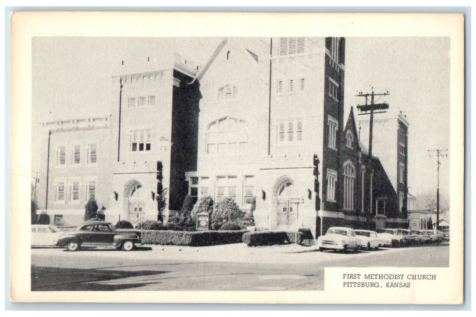 c1940 First Methodist Church Chapel Exterior Pittsburg Kansas Vintage Postcard