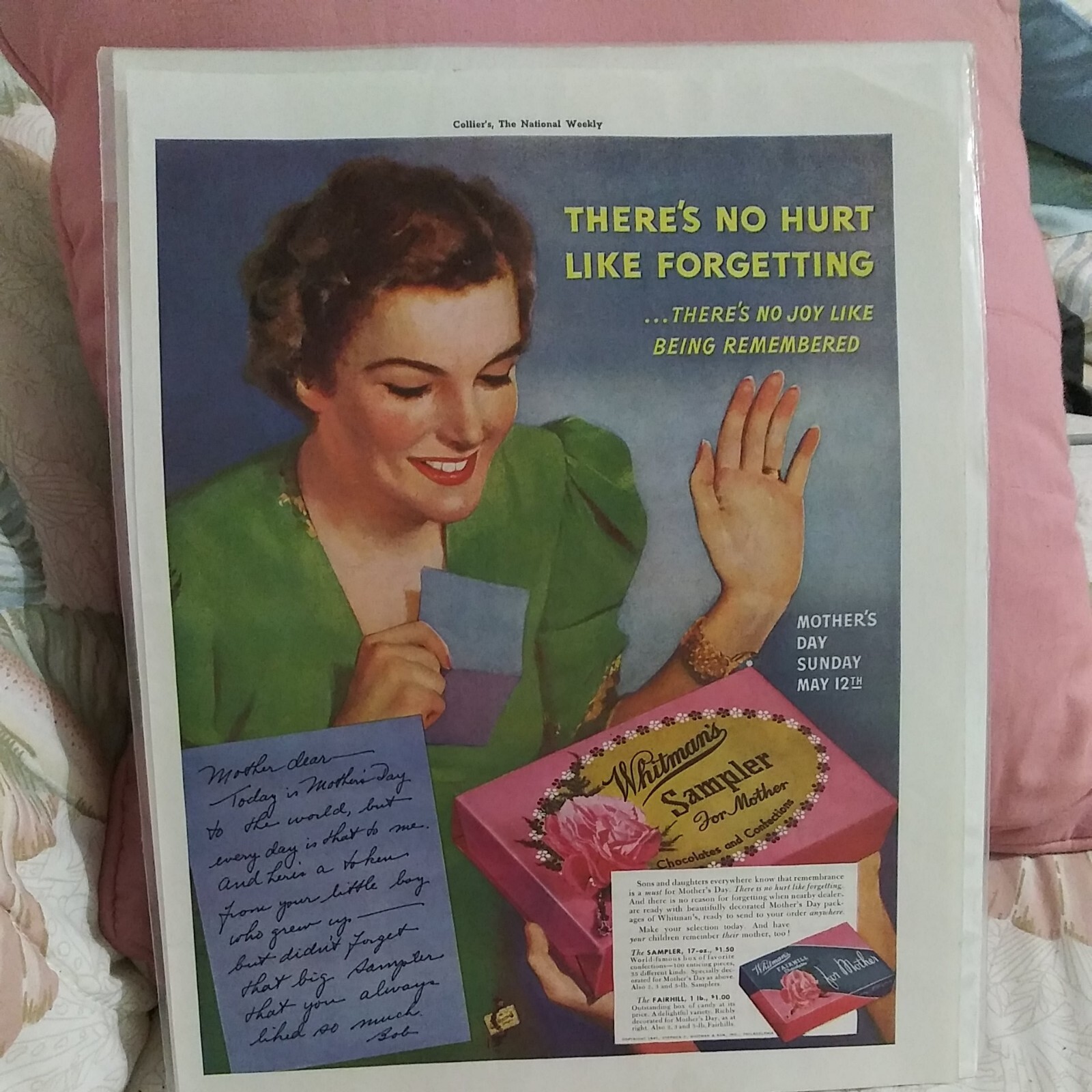 1940's Vtge Whitman's Chocolates Mother's Day/Ritz Crackers Ad Ephemera